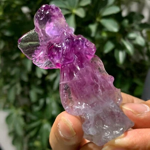 76G Natural fluorite carving angel quartz crystal healing gift - Picture 1 of 15