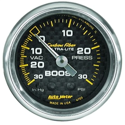 Auto Meter 4703 Carbon Fiber Mechanical Boost Vacuum Gauge 30 IN HG / 20 psi - Image 1 of 2