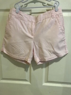 J. Pantalones Cortos Crew Damas Talla 2 Rosa y Blanco Bolsillos a Rayas Cremallera Cierre Deslizable Foto 1 de 4