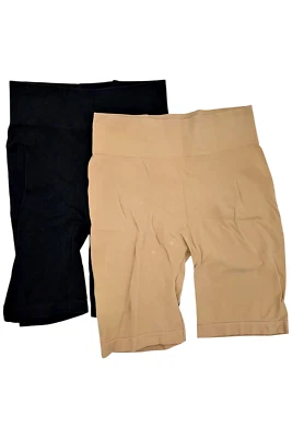 Rhonda Shear Women's 2-pack Ahh Seamless Smoothing Short Black/Beige - Image 1 of 2