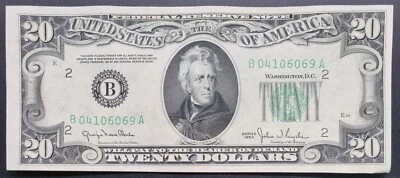 1950 Twenty Dollar Federal Reserve Note $20 Bill  UNCIRCULATED #82794 - Image 1 of 2