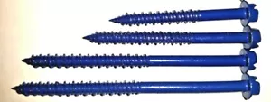 Testa esagonale in muratura calcestruzzo 1/4x 2-3/4"" a 4"" vite/vite di ancoraggio, blu, Tapcon - Foto 1 di 23