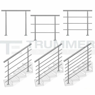 Treppengeländer Balkongeländer Edelstahl V2A Relinggeländer Bausatz aufgesetzt - Bild 1 von 4