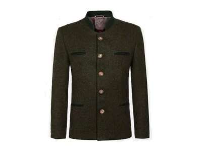 Chaqueta tradicional de lana Loden verde hecha a mano para hombre Abrigo Oktoberfest alemán bávaro Foto 1 de 3