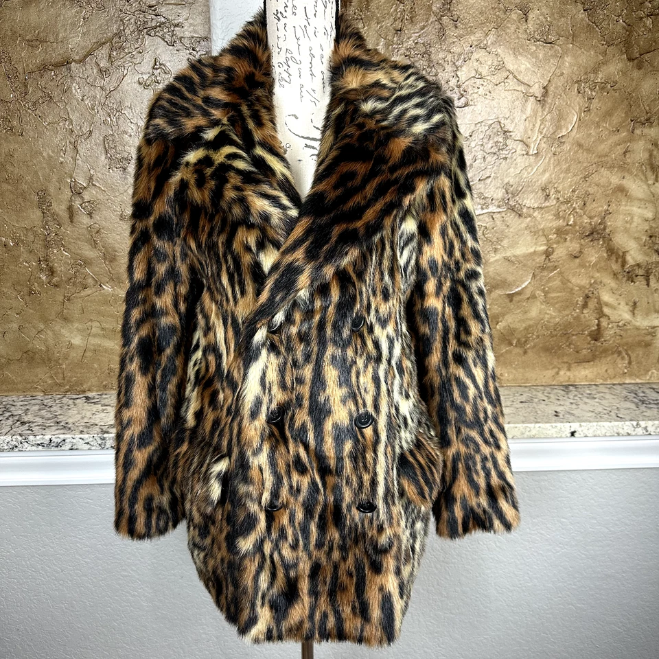 NWOT Polo Ralph Lauren Peacoat Leopard Print Faux Fur Women's Small Mob Wife - image 1 of 4