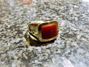 Herrenring mit Karneol, Gelb Gold / 8K Gr. ca. 63  wie NEU!!! - Bild 1 von 4