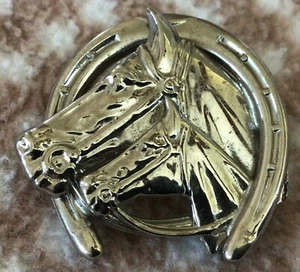 Three Horse Head Sterling Silver Pin - Picture 1 of 3