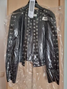Rita Pfeffinger Jacke mit Ösendekoration Schwarz Größe 40 Neu - Bild 1 von 5