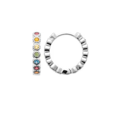 Orecchini Creoli IN Argento 925/000 Rodio - Zirconio Multicolor - Immagine 1 di 4