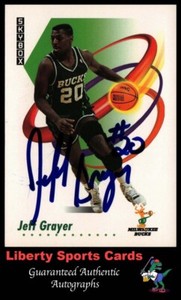 Jeff Grayer 1991-92 SkyBox authentic autographed card Bucks