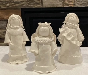 Engel Menge 3 Foreside Gorham Maine ca. 6" groß Keramik cremeweiß Unikat - Bild 1 von 16