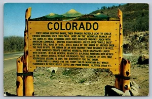 Raton Pass Colorado Road Sign Boundry Line Postcard - Picture 1 of 2