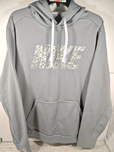 Nike Therma-Fit Hoodie Men's Size XL Gray Pullover Camo Nike Logo Full Pocket - Picture 1 of 12