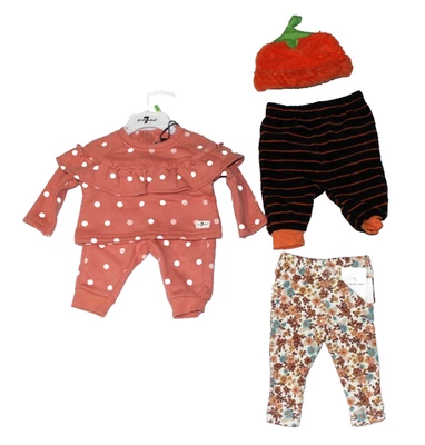New BABY GIRLS 0-3M FALL Clothing Lot Pumpkin hat Pants 2 pc set - Image 1 of 4