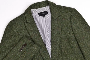 J. Crew Blazer English Fleck Peak Herringbone Wool Green Size 8 - Picture 1 of 13