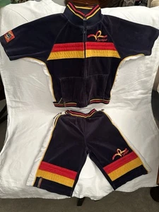 ROCKAWEAR 2 Piece Vintage Black Y2K Velour tracksuit Hip Hop Kids 7 / Large - Picture 1 of 19