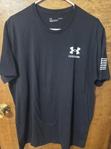 Under Armour T-Shirt Men's Large Black Freedom Short Sleeve - Picture 1 of 11