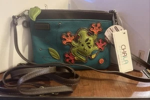 CHALA Frog Teal Convertible Crossbody Shoulder Wristlet Purse W/3D appliqué, NWT - Picture 1 of 8
