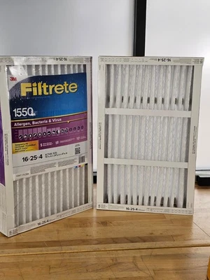 2 Pack - 16x25x4" - Filtrete 1550 Pleated Allergen Furnace Air Filter MERV 12 - Image 1 of 4