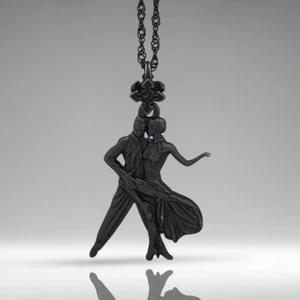 Tango Pendant – Oxidized Black 925 Silver Latin Dance Jewelry Necklace Dancers - Picture 1 of 13
