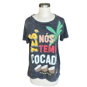 Camiseta manga corta FARM RIO Nos Temos Cocada negra lavada talla P XS - Imagen 1 de 6