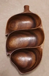 VTG Signed Blair Hawaii Monkey Pod Serving Bowl Candy Nut Dish 3 Section Divided - Picture 1 of 10