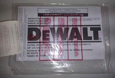 DeWalt 219608 DEWALT 3/8" HEAVY DUTY VSR Drill Instruction Manual - Image 1 of 3