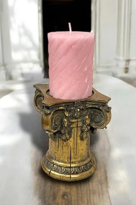 Dutch Style Candle Holder Socket Columns Gold Baroque 15 x11,5 x11, 5cm - Image 1 of 4
