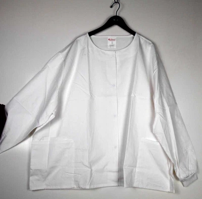 ALL HEART WHITE SNAP button Lab Coat 5XL NO COLLAR JACKET - Image 1 of 4