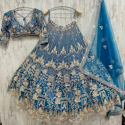 Designer Bride Lengha Choli Indian New Lehenga Wedding Party Bollywood Pakistani - Image 1 of 4