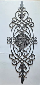 XL Pediment Old World Scroll Wrought Iron Fleur de lis Wall Grille Art 42 in - Picture 1 of 18