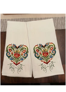 Scandinavian Heart Kitchen Towel Tea Towel Cotton Flour Sack Size 28x28 New - Picture 1 of 1