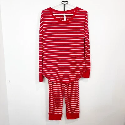 Gilligan O’Malley Womens Holiday Christmas Pajama Set Red White Striped Large - Image 1 of 2