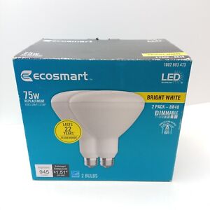 EcoSmart LED 75 Watt Flood Light Replacement Dimmable Bright White 22Yr BR40 2pk