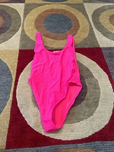 NWT Aerie Bright Neon Pink One Piece Bathing Suit Swimwear Swimsuit Swim Medium - Picture 1 of 6
