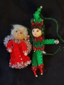 ORNAMENTI NATALIZI VINTAGE SPILLA SAFTY MRS. CLAUS & PIXIE SET DI 2 - Foto 1 di 5