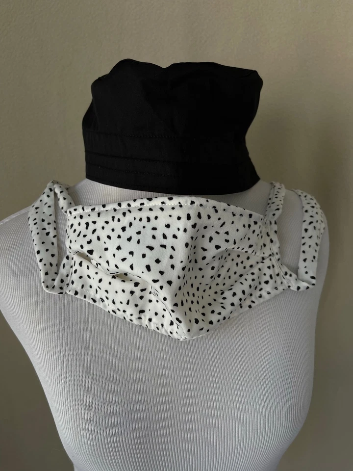 Wonder Work Stretch Comfort Professional Work Scrub Hat/Cap & Black/White Polka  - Image 1 of 4