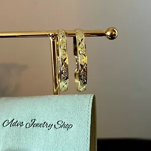 Brasilianische goldgefüllte Reifen Ohrringe, Goldschmuck, Geschenk für sie, Pantallas - Bild 1 von 5