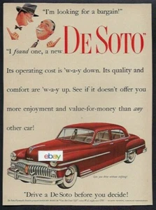 DESOTO-PLYMOUTH CHRYSLER CORP FOR 1950 RED 4 DOOR HARDTOP LOOKING FOR BARGAIN AD - Picture 1 of 1