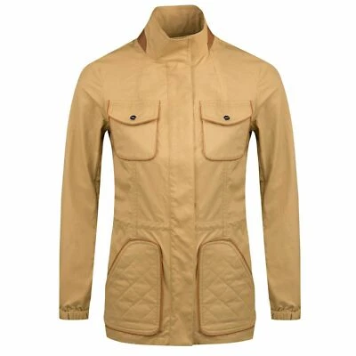 NEW Ralph Lauren Polo Golf women M Water-Repellent Twill Jacket Leather Trim tan - Image 1 of 4