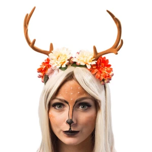 Märchen Hirsch Geweih mit Blüten Kopfschmuck Reh Blumen Haarschmuck Rentier - Bild 1 von 3