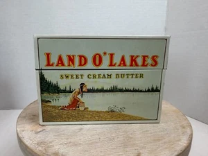 Vtg Land O'Lakes Sweet Cream Butter Maiden Princess Metal Recipe Box W/Recipes - Picture 1 of 17