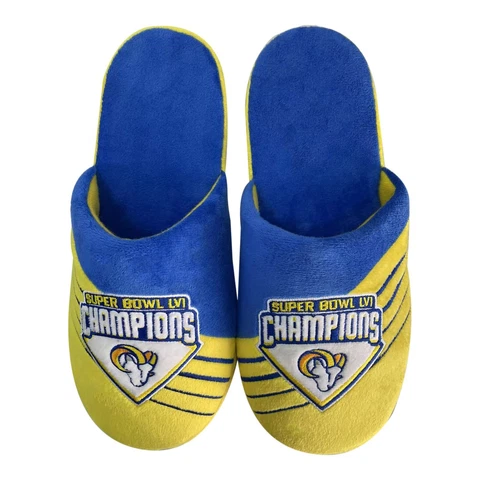 Los Angeles Rams Super Bowl LVI Champions NFL Men's Colorblock Slide Slippers Cover