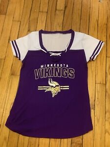 Majestic NFL Apparel Women's Minnesota Vikings Lace-Up Jersey Medium Shirt
