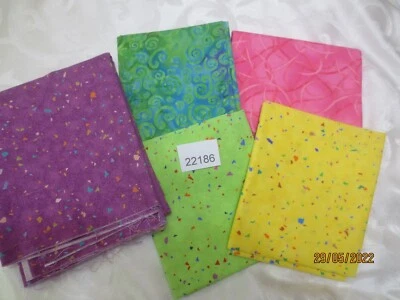 5 Quilter Cut Lot Confetti Basic RJR Fabrics & Batik Swirls -Andover Pink Cotton - Image 1 of 4