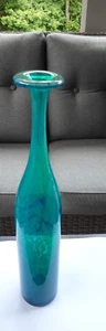 16.5" Tall Large Signed Mdina MING Pattern Glass Blue Green Bottle Vase - Picture 1 of 10