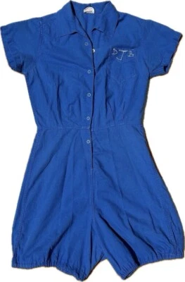 Vintage 1940s 40s 1950s 50s Gym Romper Playsuit Jumpsuit Embroidered - Image 1 of 4