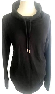 Umstandsmode ISABEL XS schwarz Langarm Stretch Top Sweatshirt gerafft Wasserfallausschnitt - Bild 1 von 5