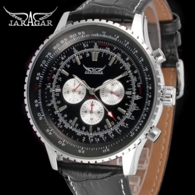 Jaragar Automatic Stainless Steel Leather Strap Skeleton Sports Watch - New - Image 1 of 4