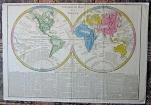 1813 Juigne Weltkarte Historisch Las Casas Le Sage New Holland Explorer Antik  - Bild 1 von 12